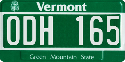 VT license plate ODH165