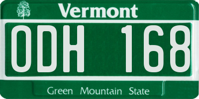 VT license plate ODH168