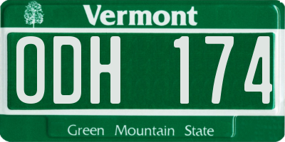 VT license plate ODH174