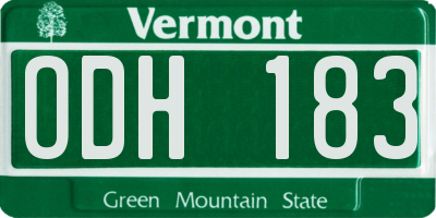 VT license plate ODH183