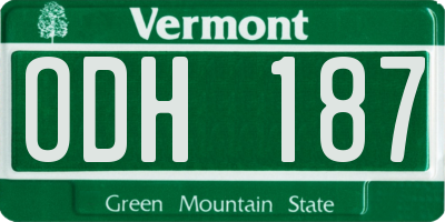 VT license plate ODH187