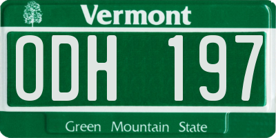 VT license plate ODH197
