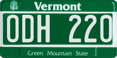 VT license plate ODH220