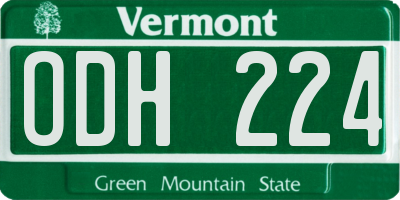 VT license plate ODH224