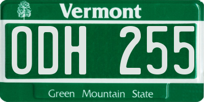 VT license plate ODH255