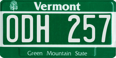 VT license plate ODH257