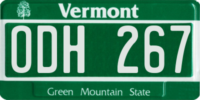 VT license plate ODH267