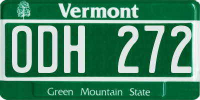 VT license plate ODH272