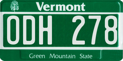 VT license plate ODH278