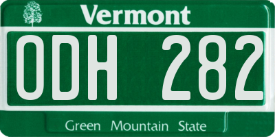 VT license plate ODH282