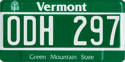 VT license plate ODH297