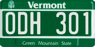 VT license plate ODH301