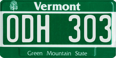VT license plate ODH303