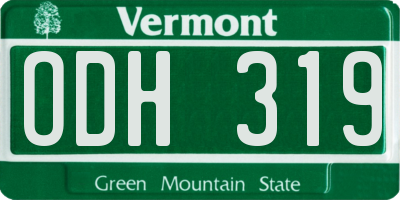 VT license plate ODH319