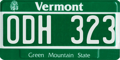 VT license plate ODH323