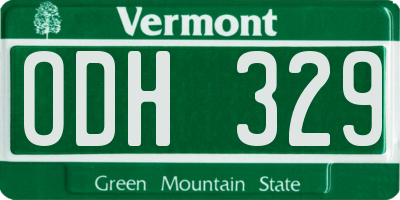 VT license plate ODH329