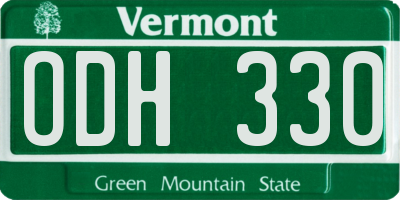 VT license plate ODH330