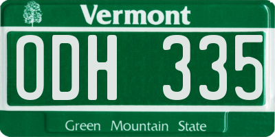 VT license plate ODH335