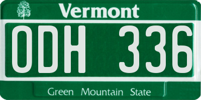VT license plate ODH336