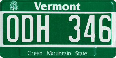 VT license plate ODH346