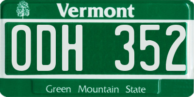 VT license plate ODH352