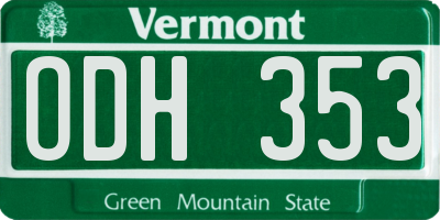 VT license plate ODH353