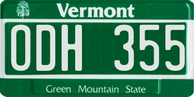 VT license plate ODH355