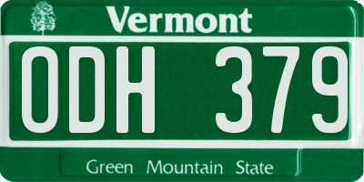 VT license plate ODH379