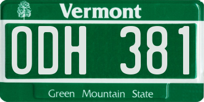VT license plate ODH381