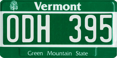VT license plate ODH395
