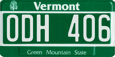 VT license plate ODH406