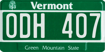 VT license plate ODH407
