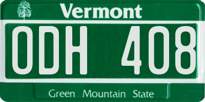 VT license plate ODH408