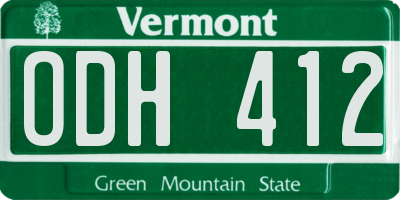 VT license plate ODH412