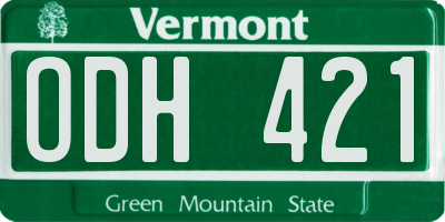 VT license plate ODH421