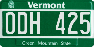 VT license plate ODH425