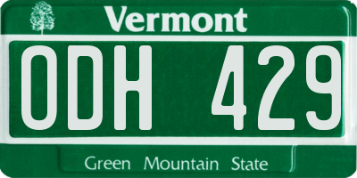 VT license plate ODH429