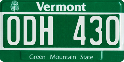 VT license plate ODH430