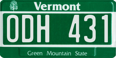VT license plate ODH431
