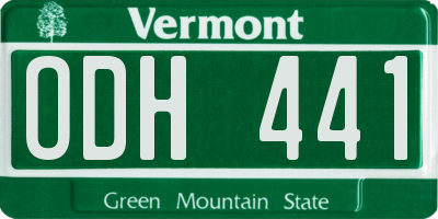 VT license plate ODH441