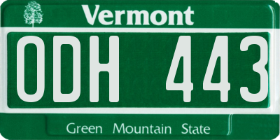 VT license plate ODH443