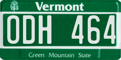 VT license plate ODH464