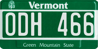 VT license plate ODH466