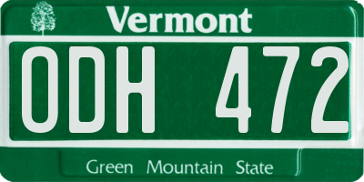 VT license plate ODH472