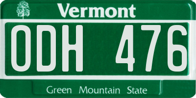 VT license plate ODH476