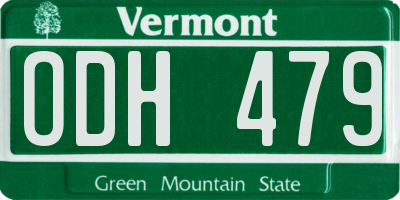 VT license plate ODH479