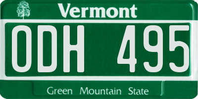 VT license plate ODH495