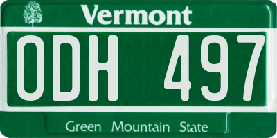VT license plate ODH497