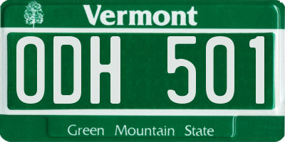 VT license plate ODH501