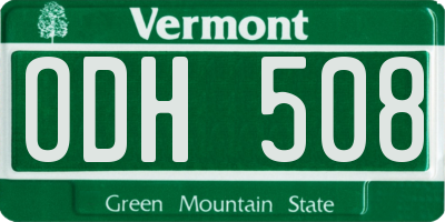 VT license plate ODH508